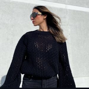 New Zara Textured Knit Black Sweater Small 3991/010
